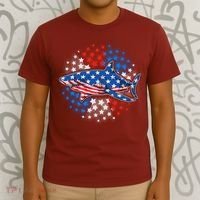 Stars And Stripes USA American Flag Shark T-Shirt thumb 3