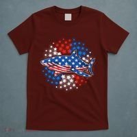 Stars And Stripes USA American Flag Shark T-Shirt thumb 5