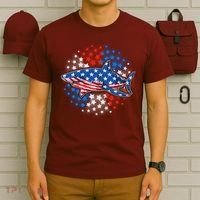 Stars And Stripes USA American Flag Shark T-Shirt thumb 6