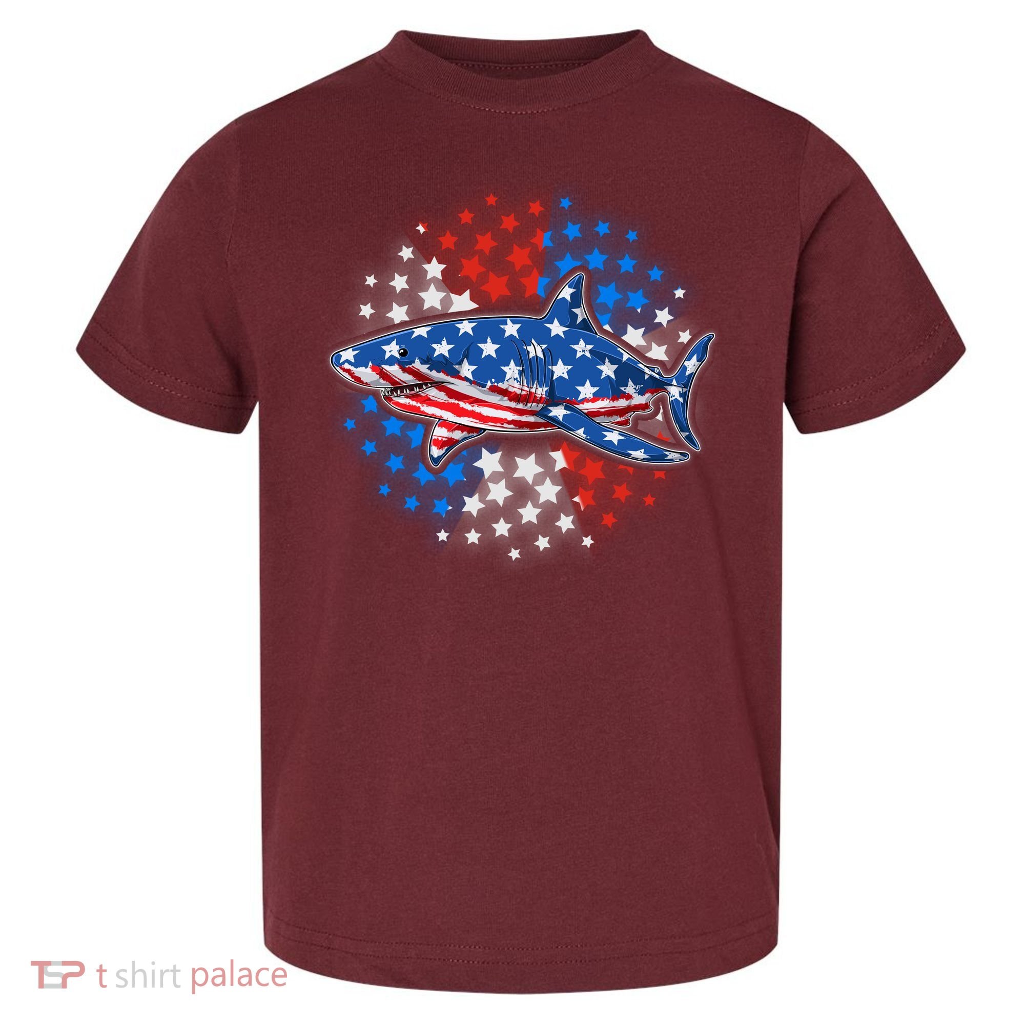 Stars And Stripes USA American Flag Shark Toddler T-Shirt