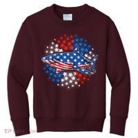 Stars And Stripes USA American Flag Shark Kids Sweatshirt thumb 0