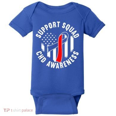 Support Awareness Squad I CHD Congenital Heart Defect Baby Bodysuit
