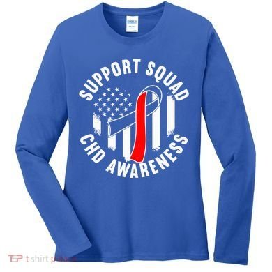 Support Awareness Squad I CHD Congenital Heart Defect Women's Long Sleeve Shirt