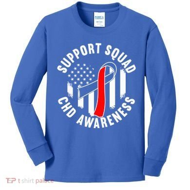 Support Awareness Squad I CHD Congenital Heart Defect Kids Long Sleeve Shirt