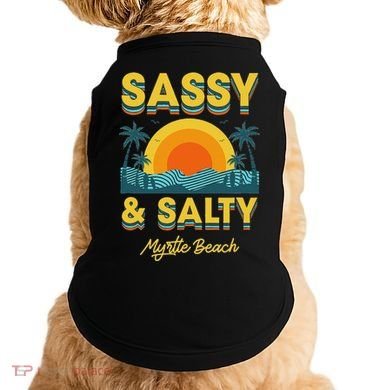 Sassy And Salty Myrtle Beach Retro Tropical Doggie Tank