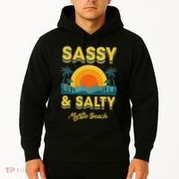 Sassy And Salty Myrtle Beach Retro Tropical Hoodie thumb 2