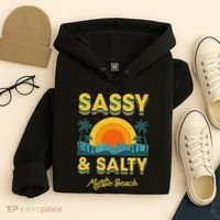 Sassy And Salty Myrtle Beach Retro Tropical Hoodie thumb 4