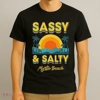 Sassy And Salty Myrtle Beach Retro Tropical T-Shirt thumb 3