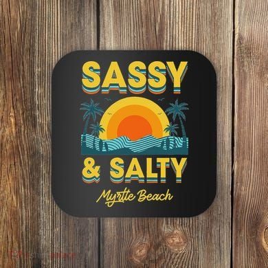 Sassy And Salty Myrtle Beach Retro Tropical Coaster