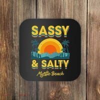 Sassy And Salty Myrtle Beach Retro Tropical Coaster thumb 0
