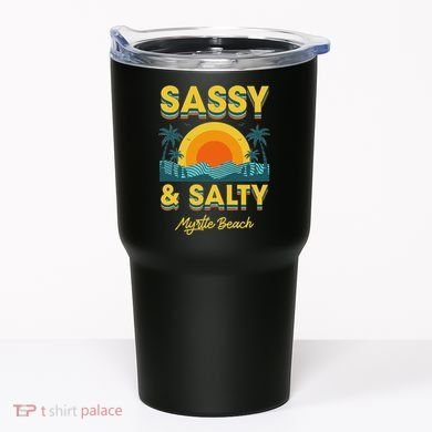 Sassy And Salty Myrtle Beach Retro Tropical Tumbler