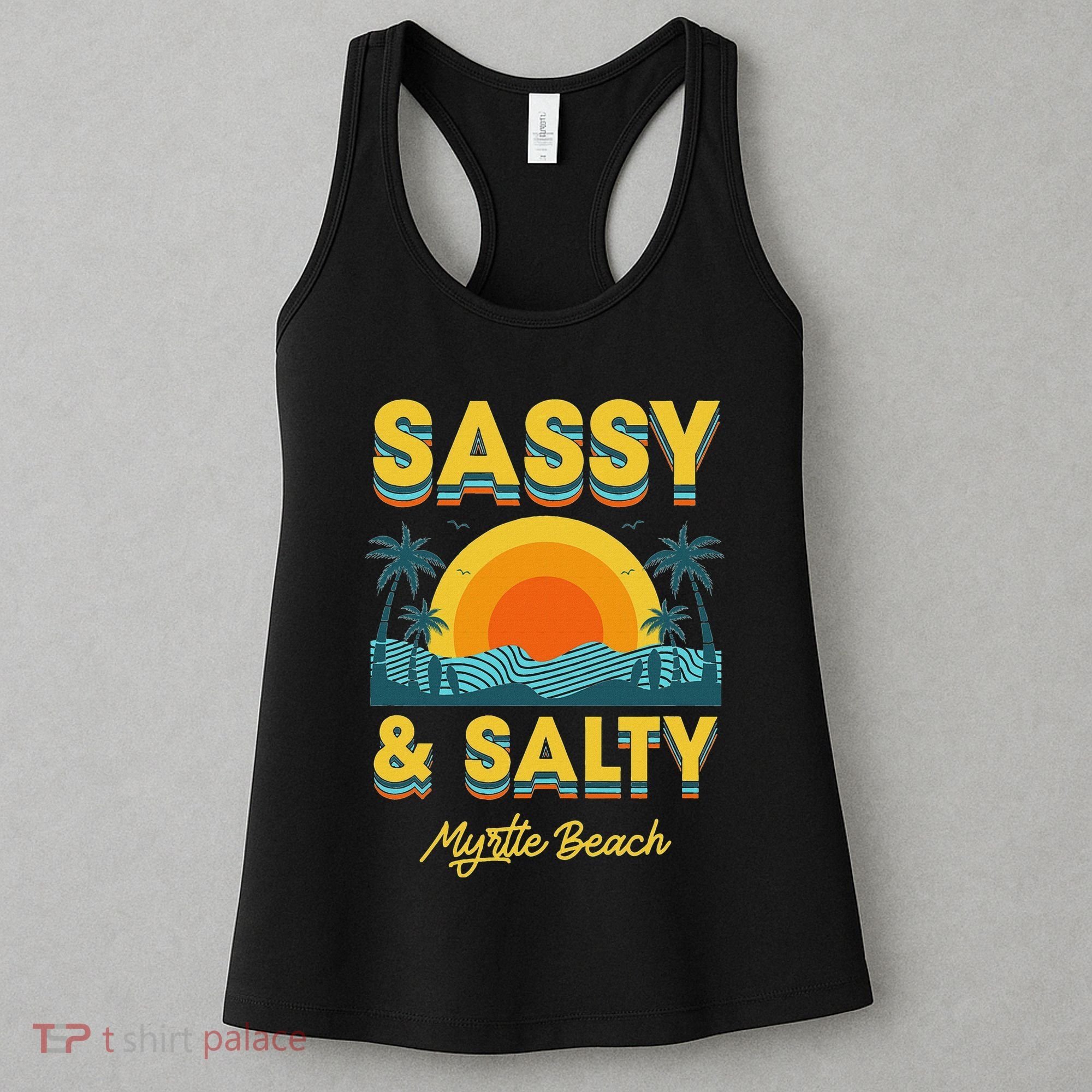 Sassy And Salty Myrtle Beach Retro Tropical Women's Tank Top