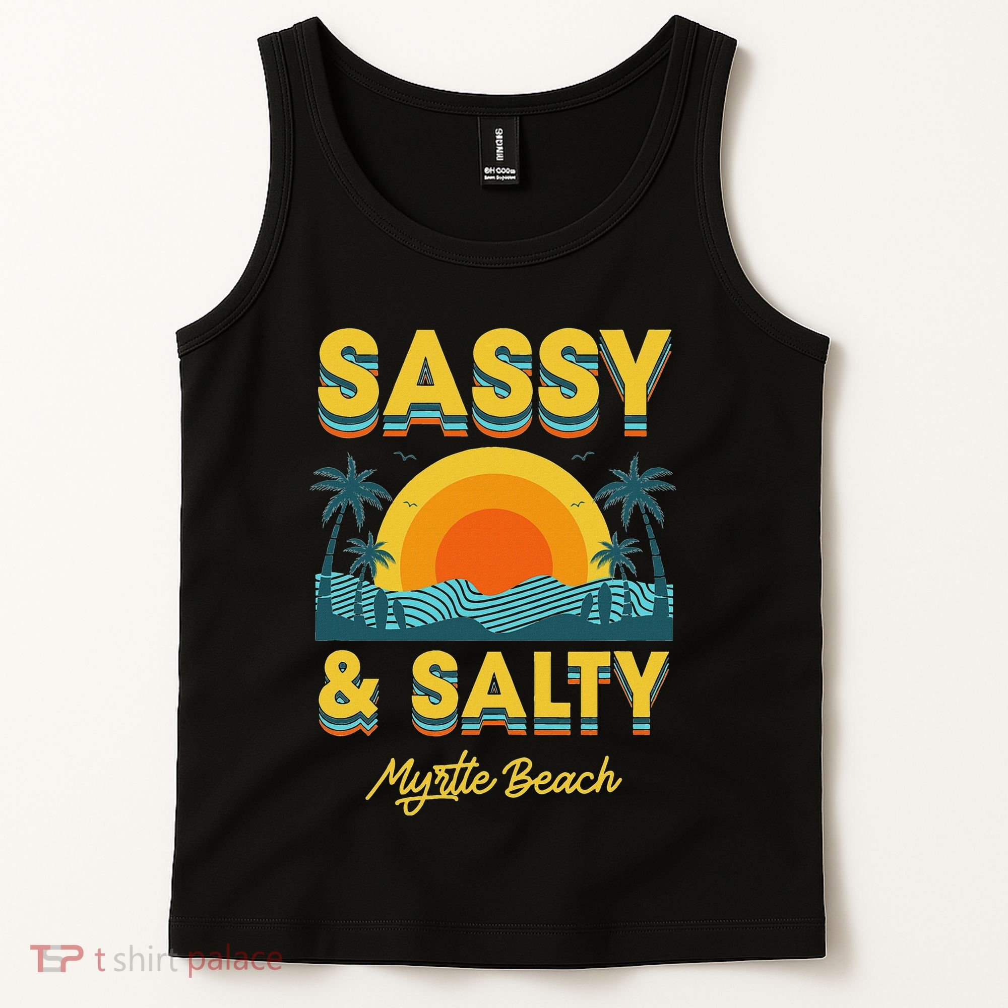 Sassy And Salty Myrtle Beach Retro Tropical Tank Top