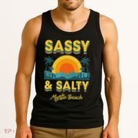 Sassy And Salty Myrtle Beach Retro Tropical Tank Top thumb 3