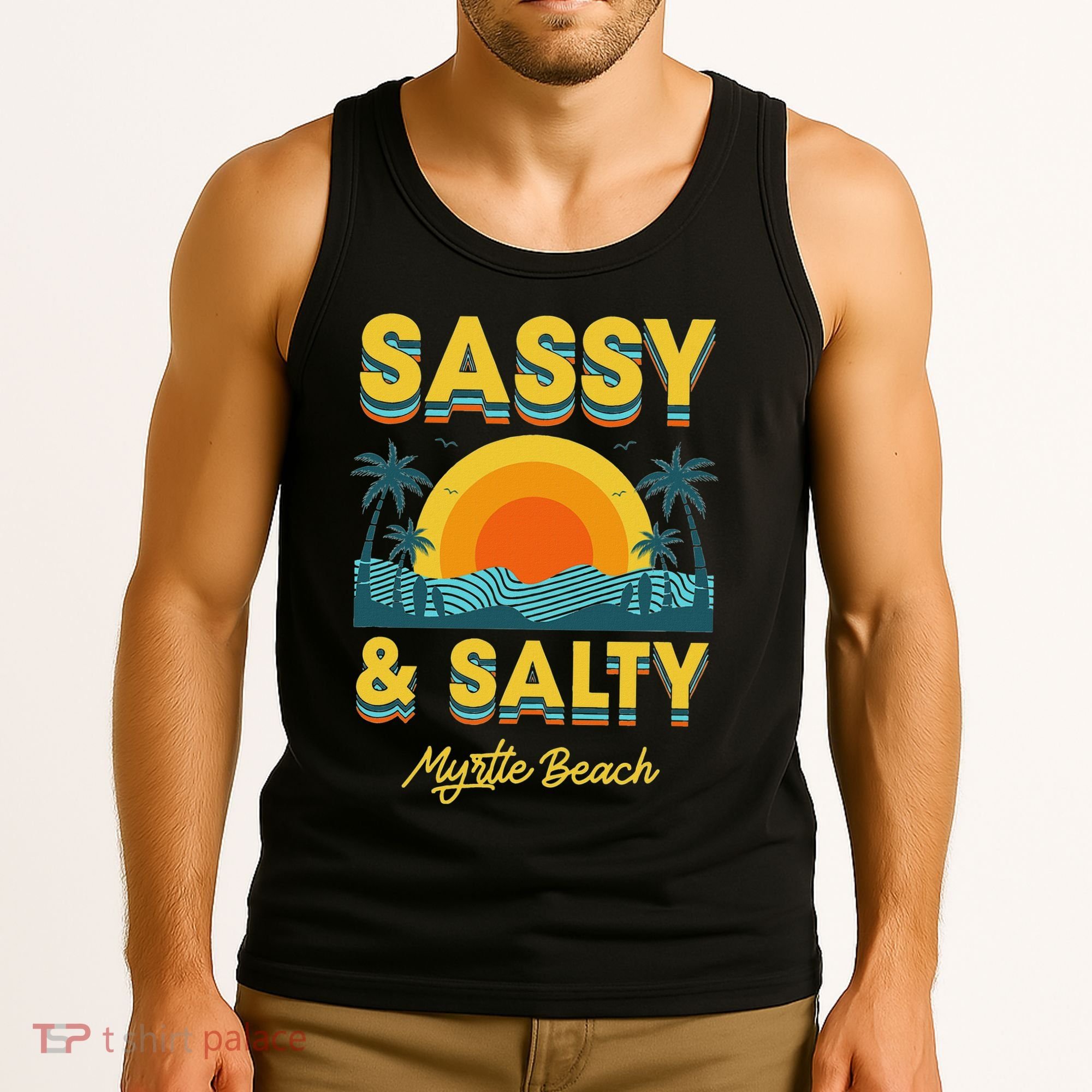 Sassy And Salty Myrtle Beach Retro Tropical Tank Top