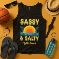 Sassy And Salty Myrtle Beach Retro Tropical Tank Top thumb 4