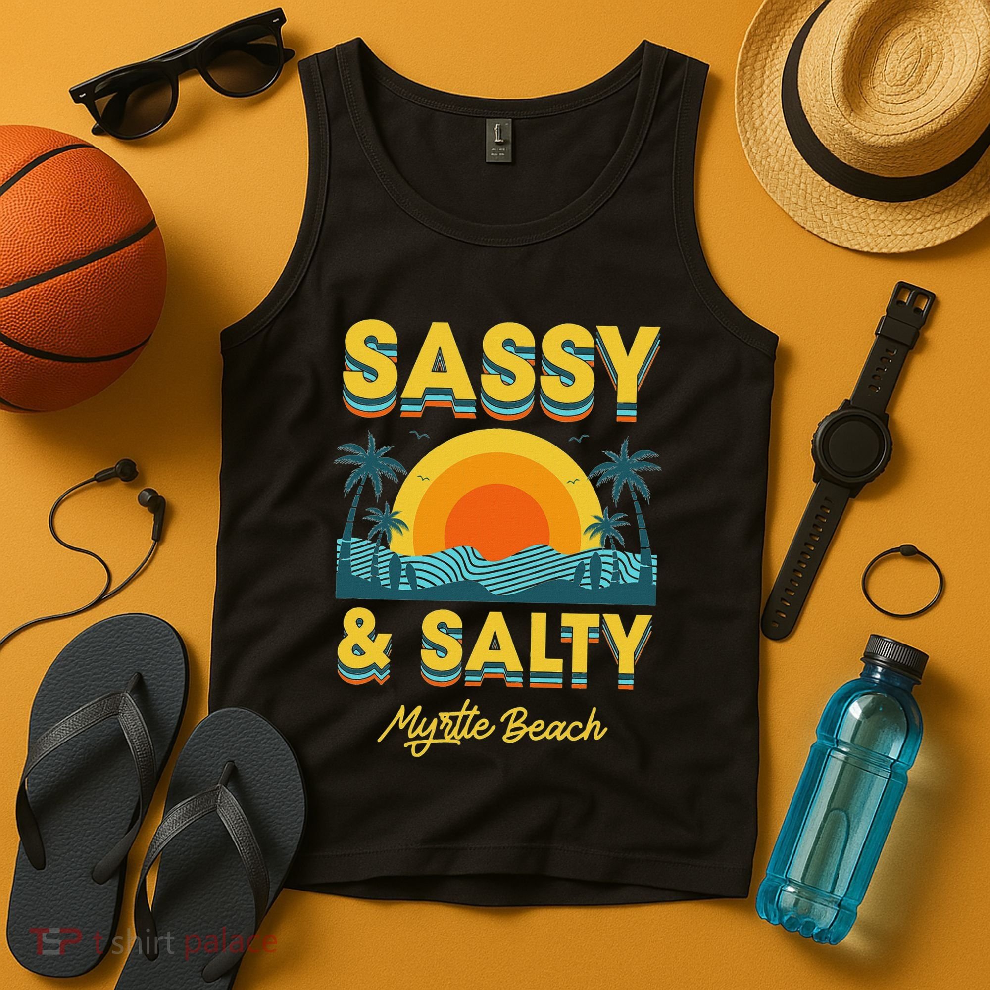 Sassy And Salty Myrtle Beach Retro Tropical Tank Top