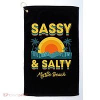 Sassy And Salty Myrtle Beach Retro Tropical Golf Towel thumb 0