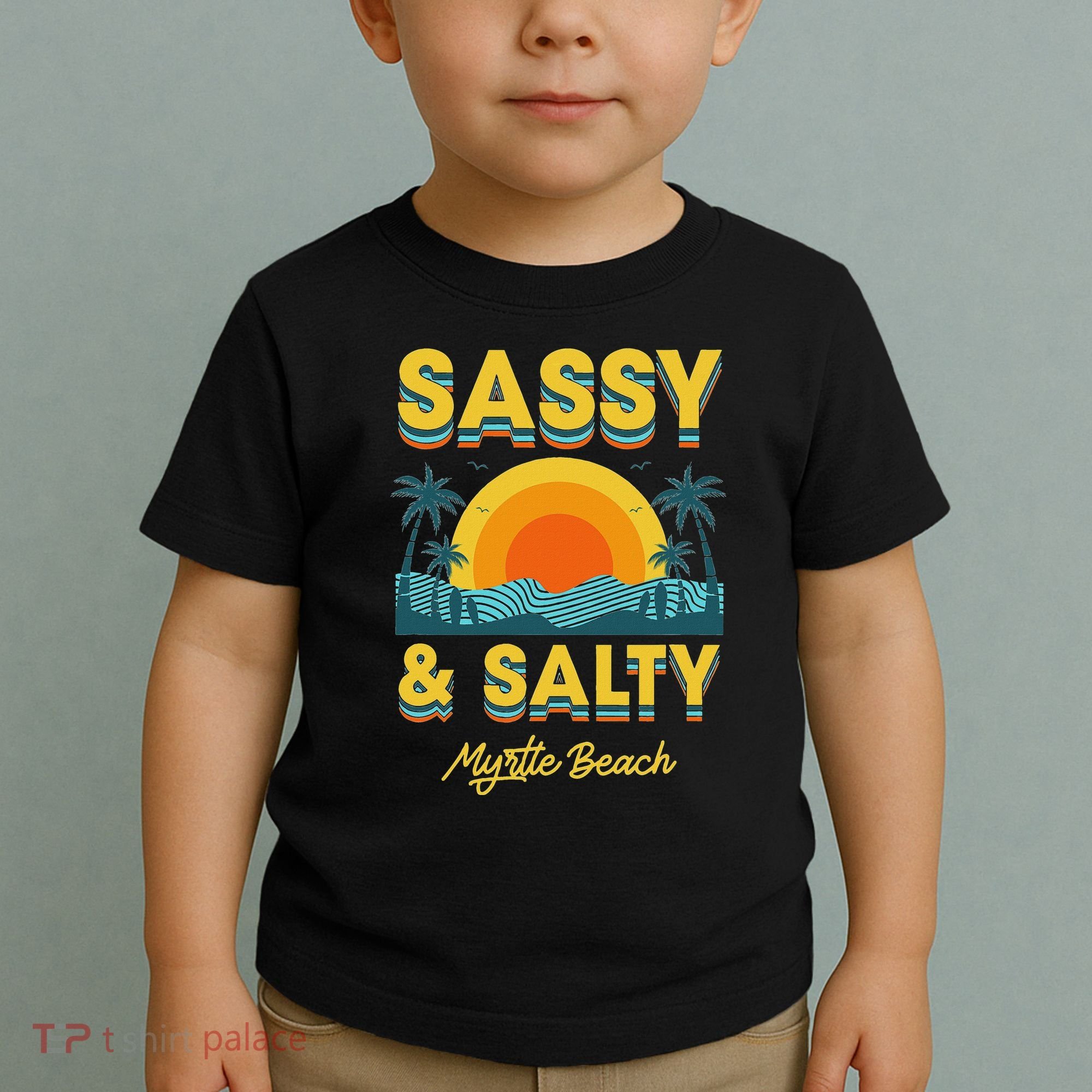 Sassy And Salty Myrtle Beach Retro Tropical Toddler T-Shirt