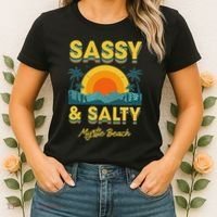 Sassy And Salty Myrtle Beach Retro Tropical Women's T-Shirt thumb 2