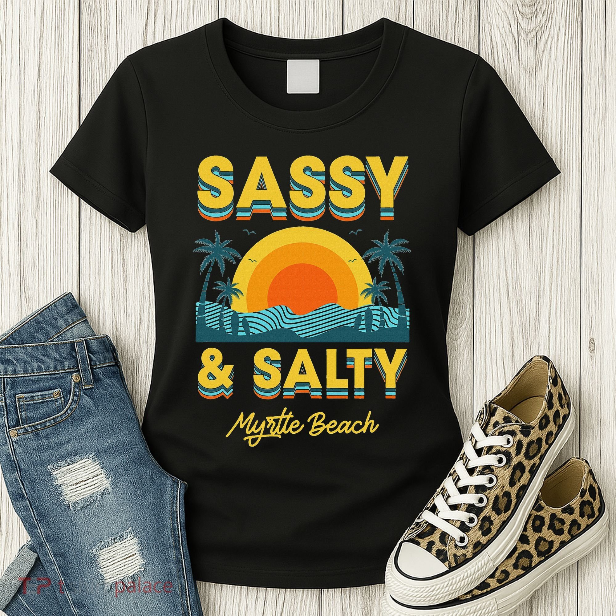Sassy And Salty Myrtle Beach Retro Tropical Women's T-Shirt