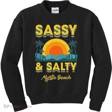 Sassy And Salty Myrtle Beach Retro Tropical Kids Sweatshirt