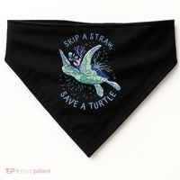 Skip A Straw Save A Turtle Ocean USA-Made Doggie Bandana thumb 0