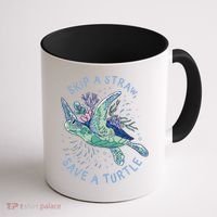 Skip A Straw Save A Turtle Ocean Coffee Mug thumb 1