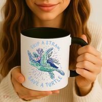 Skip A Straw Save A Turtle Ocean Coffee Mug thumb 3