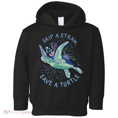 Skip A Straw Save A Turtle Ocean Toddler Hoodie