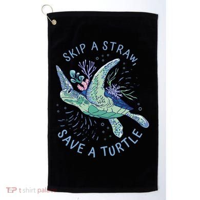 Skip A Straw Save A Turtle Ocean Golf Towel