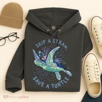 Skip A Straw Save A Turtle Ocean Hoodie thumb 4