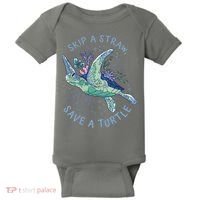 Skip A Straw Save A Turtle Ocean Baby Bodysuit thumb 0