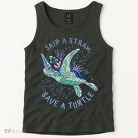 Skip A Straw Save A Turtle Ocean Tank Top thumb 2