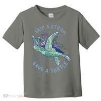 Skip A Straw Save A Turtle Ocean Toddler T-Shirt thumb 0