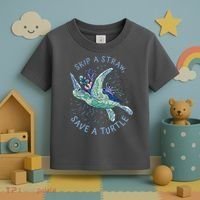 Skip A Straw Save A Turtle Ocean Toddler T-Shirt thumb 3