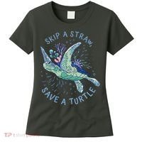 Skip A Straw Save A Turtle Ocean Women's T-Shirt thumb 0