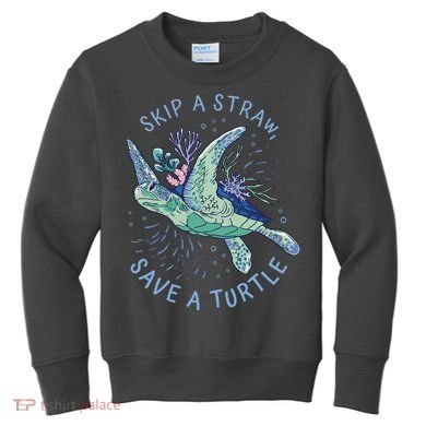 Skip A Straw Save A Turtle Ocean Kids Sweatshirt