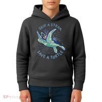 Skip A Straw Save A Turtle Ocean Kids Hoodie thumb 4