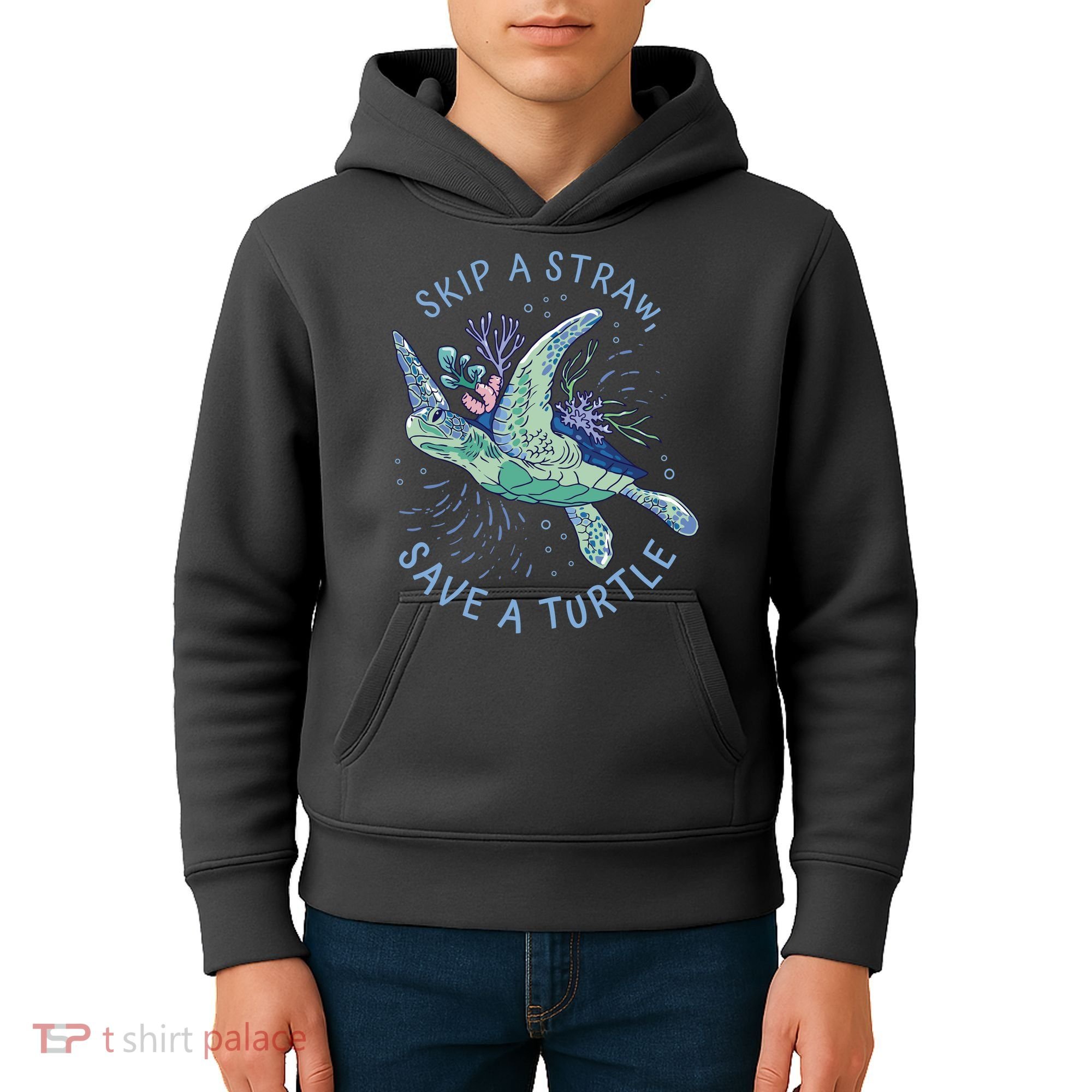 Skip A Straw Save A Turtle Ocean Kids Hoodie