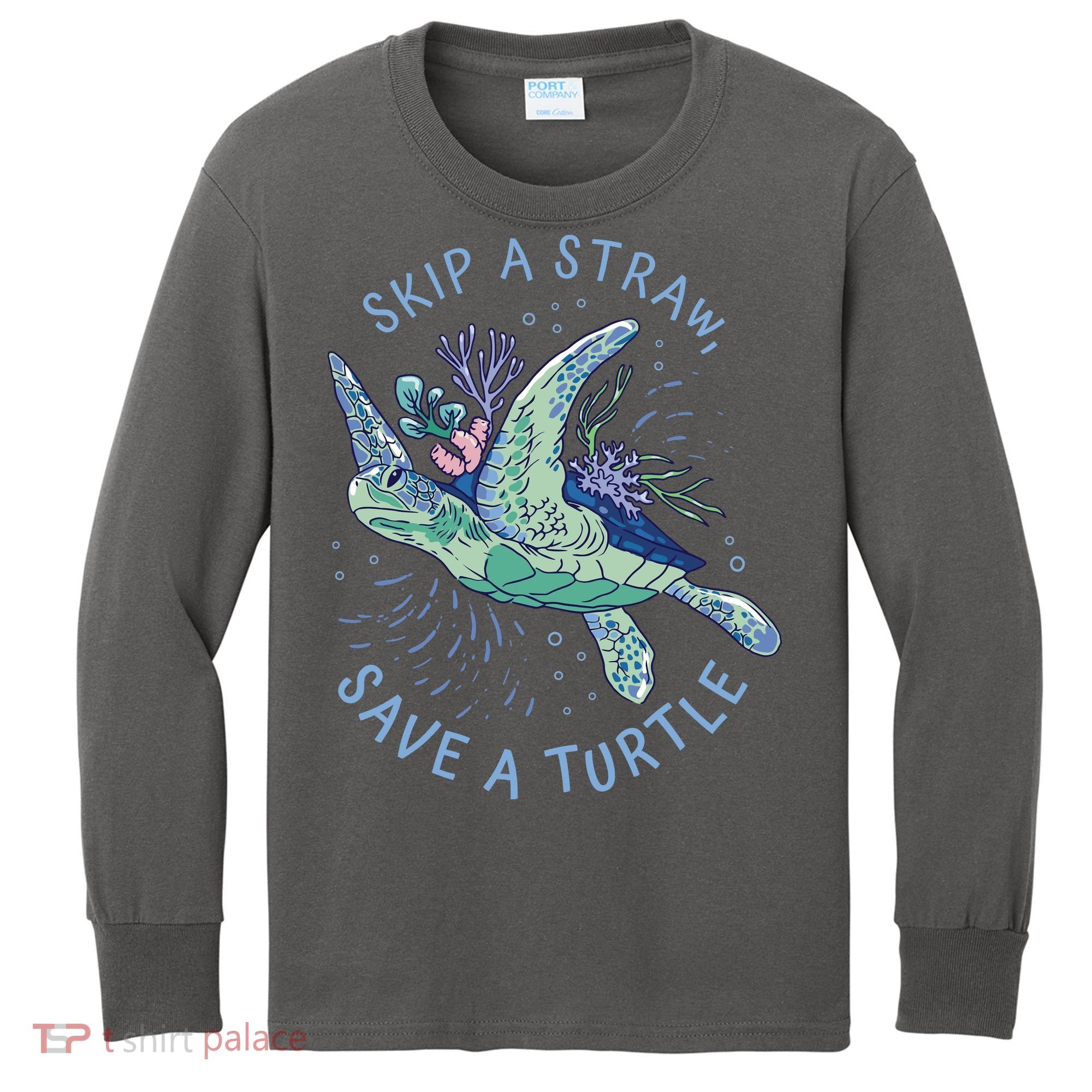 Skip A Straw Save A Turtle Ocean Kids Long Sleeve Shirt