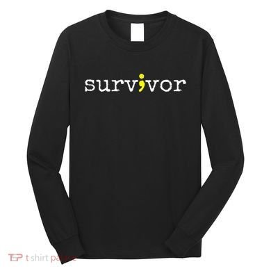 Suicide Awareness Support Symbol Recovery Survivor Semicolon Long Sleeve Shirt