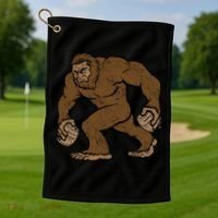 Sasquatch Bigfoot With Beer Kegs Golf Towel thumb 1
