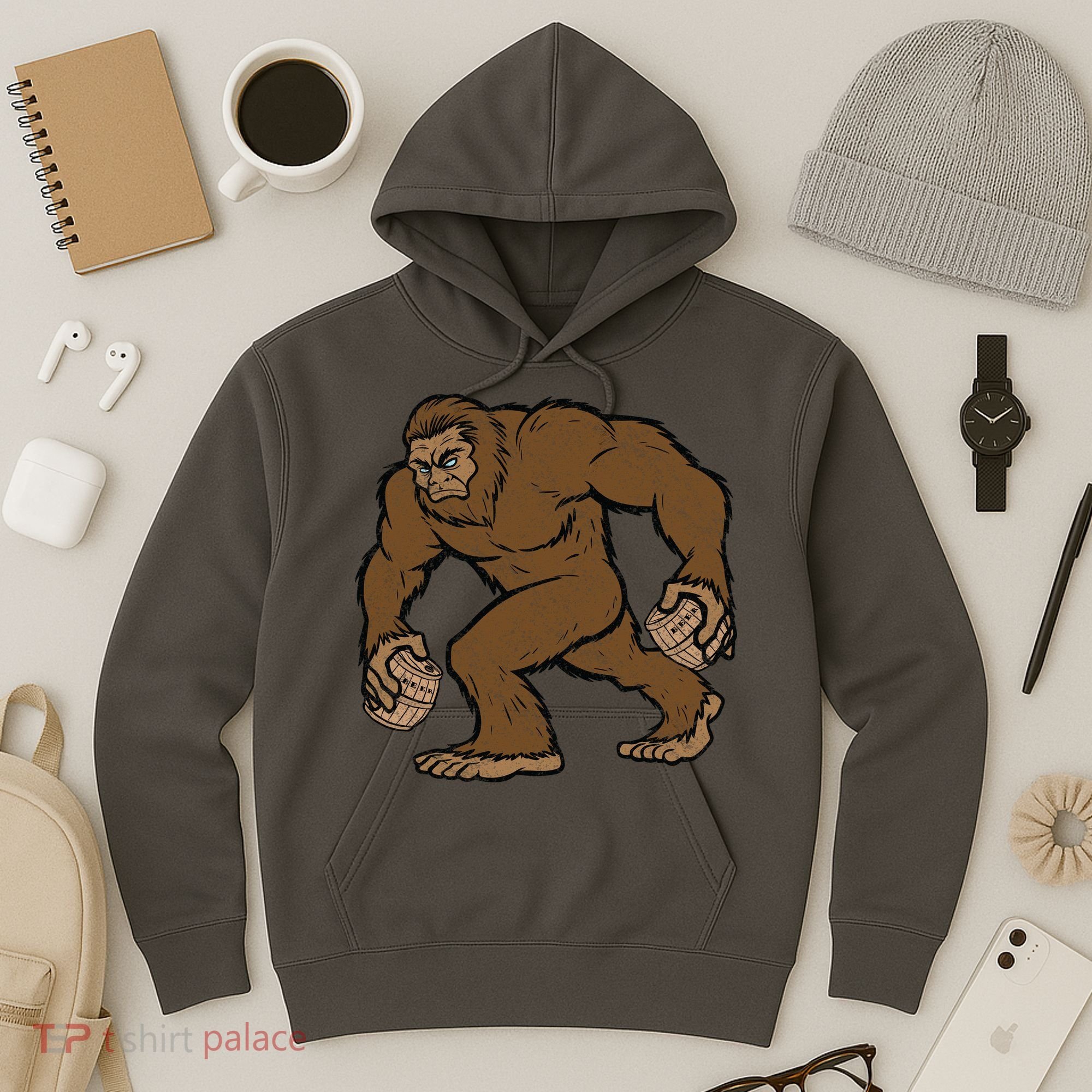 Sasquatch Bigfoot With Beer Kegs Hoodie