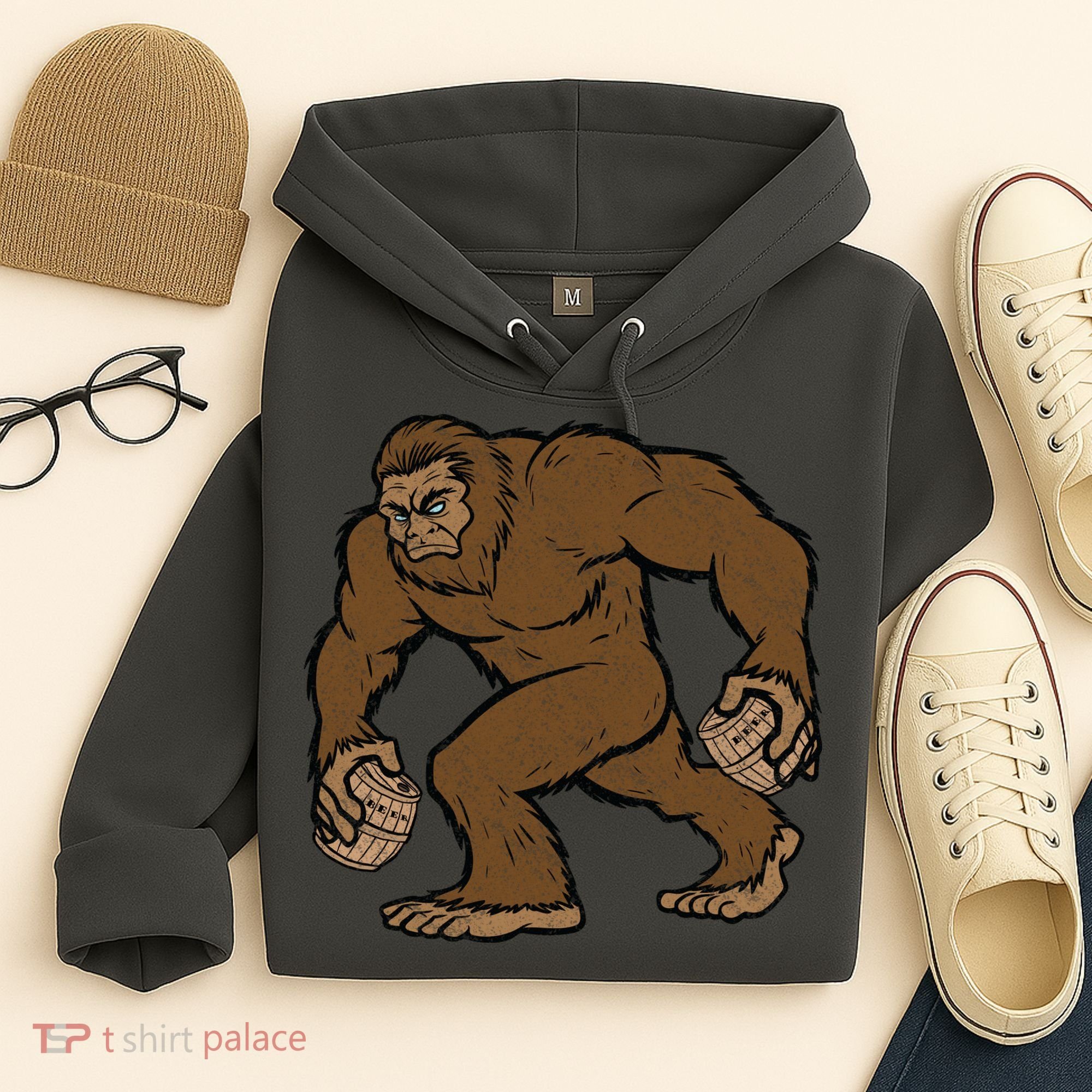 Sasquatch Bigfoot With Beer Kegs Hoodie