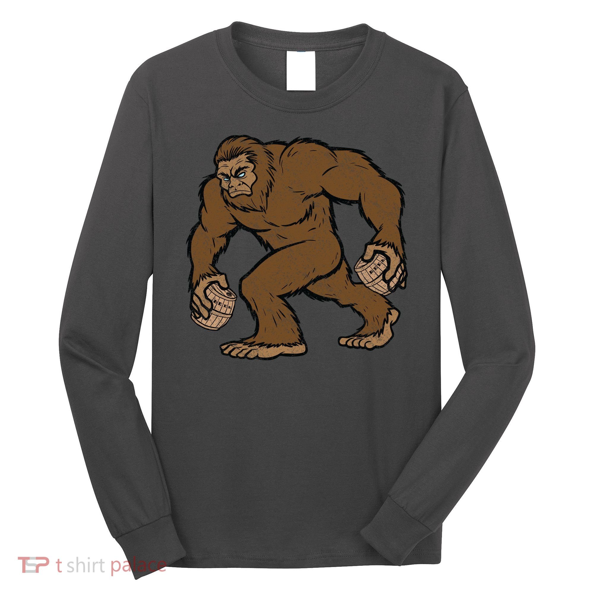 Sasquatch Bigfoot With Beer Kegs Long Sleeve Shirt