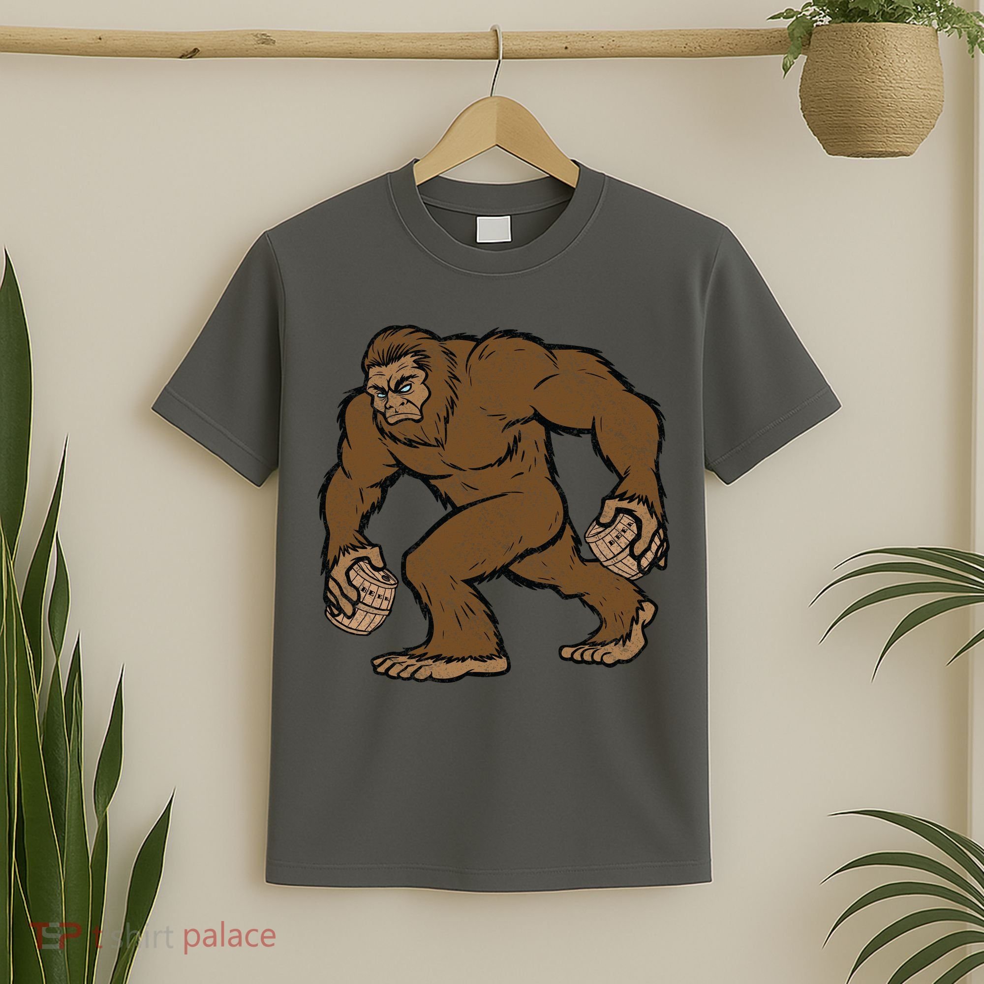 Sasquatch Bigfoot With Beer Kegs T-Shirt