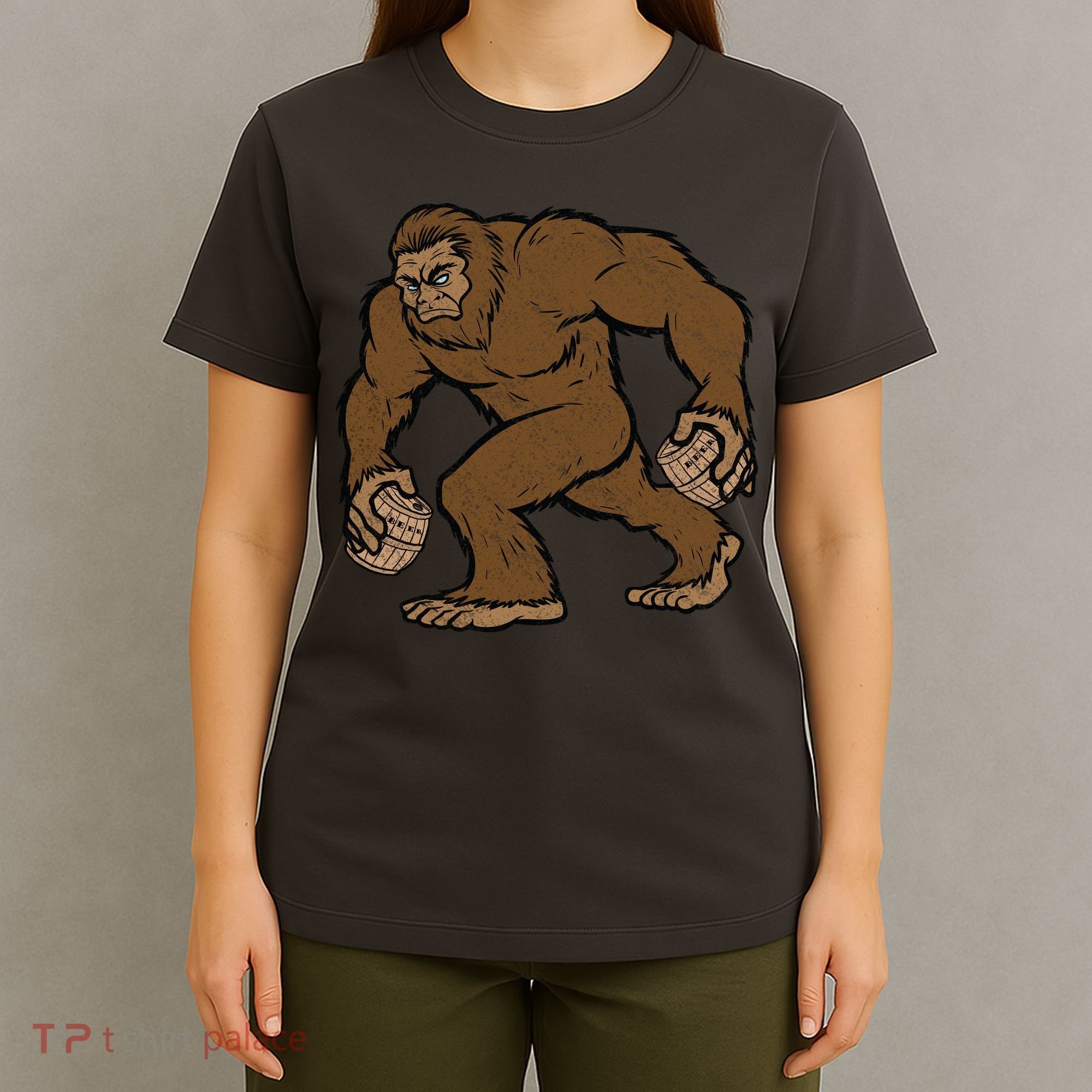 Sasquatch Bigfoot With Beer Kegs T-Shirt