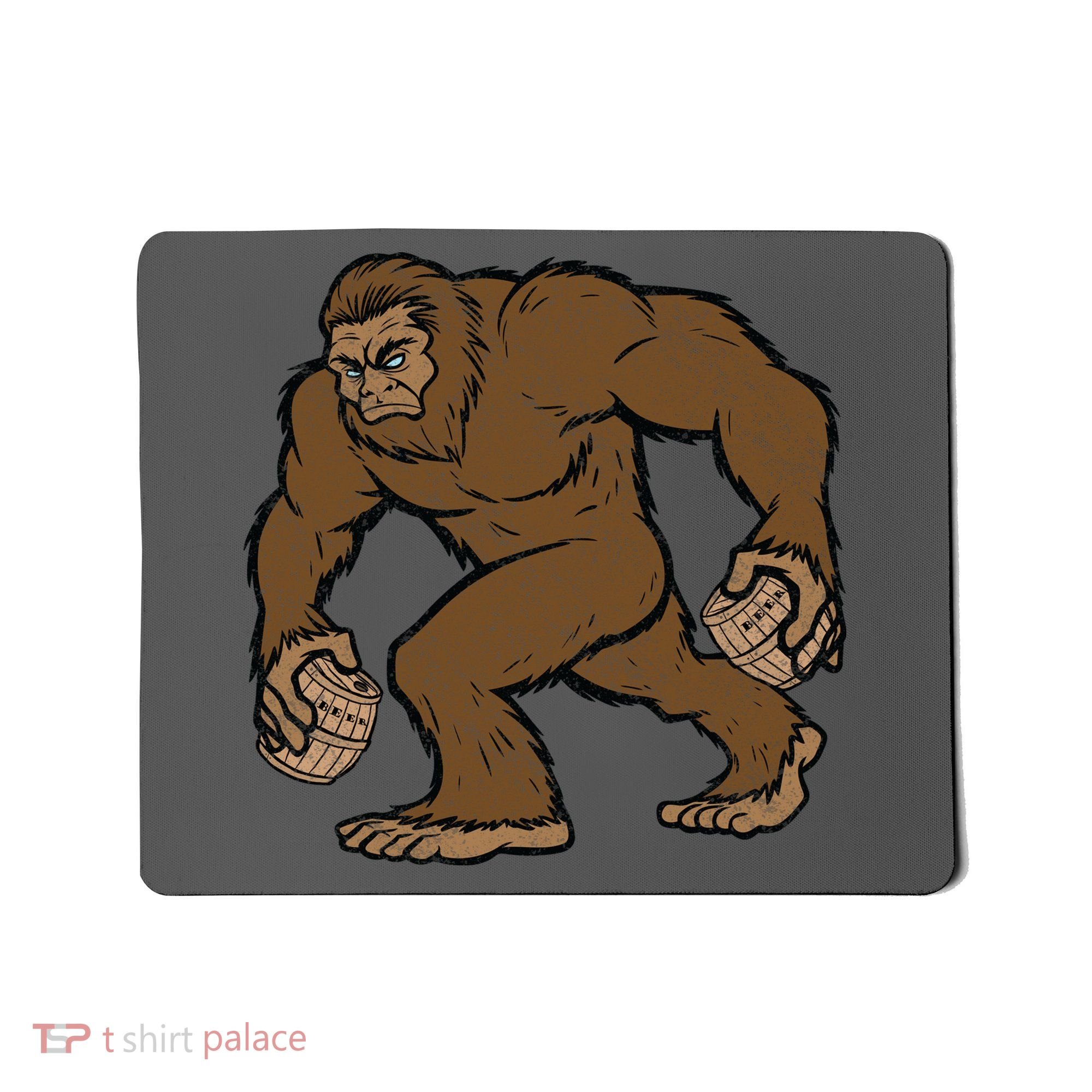 Sasquatch Bigfoot With Beer Kegs Mousepad