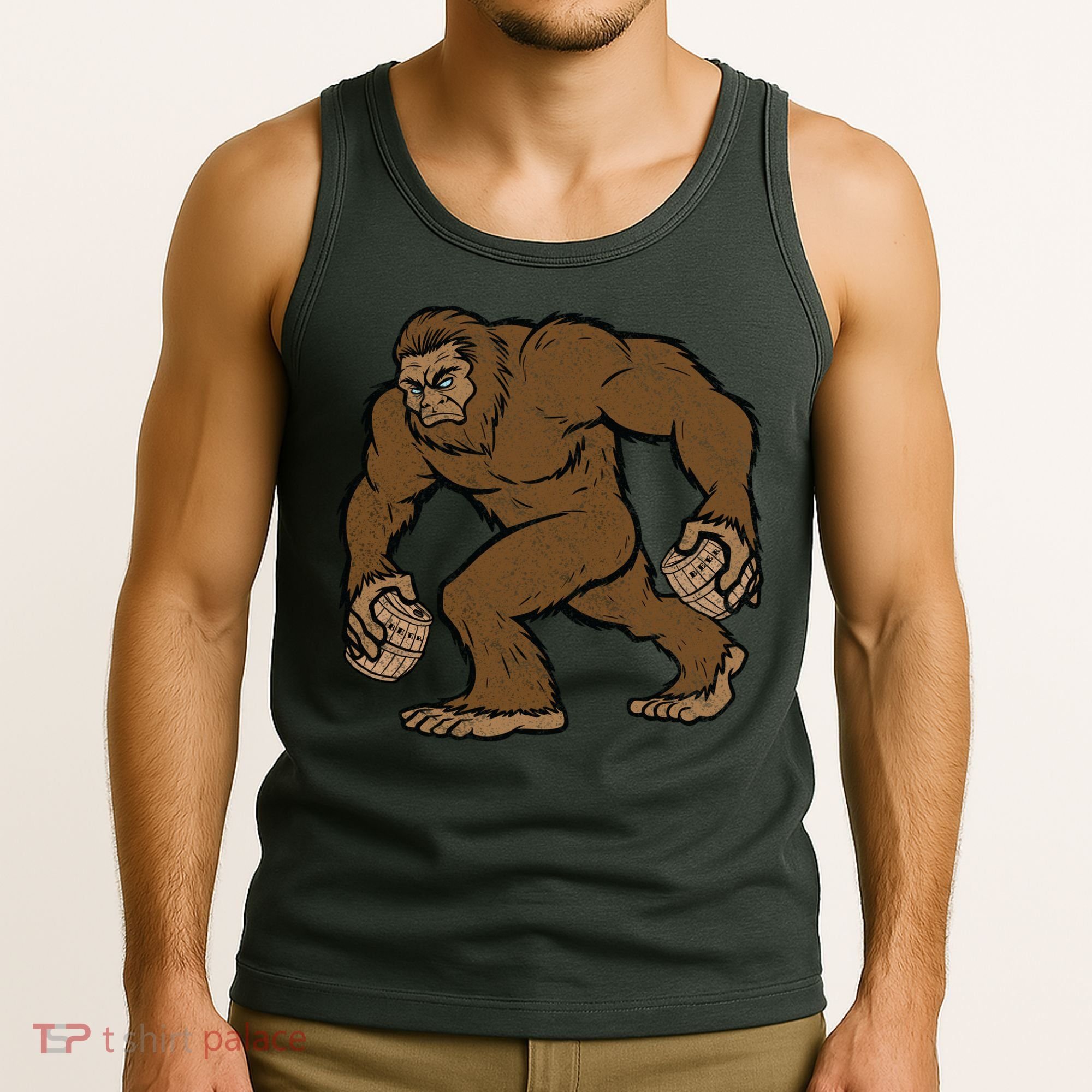 Sasquatch Bigfoot With Beer Kegs Tank Top